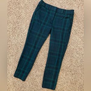 LOFT Marisa Cropped Pant Plaid Green Navy